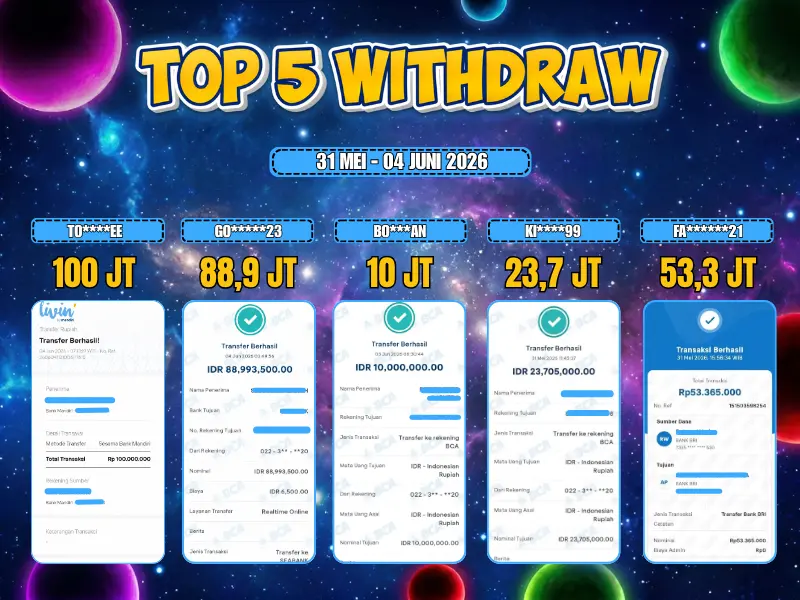 TOP 5 WD 31 MEI - 04 JUNI 2026