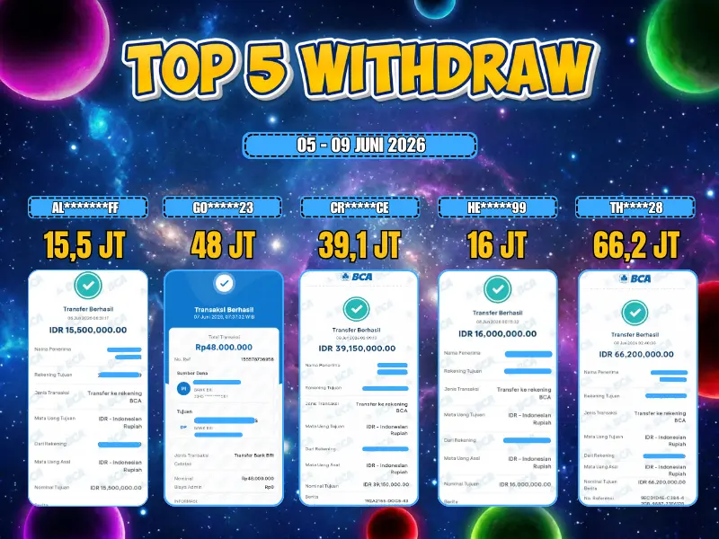 TOP 5 WD 05 JUNI - 09 JUNI 2026