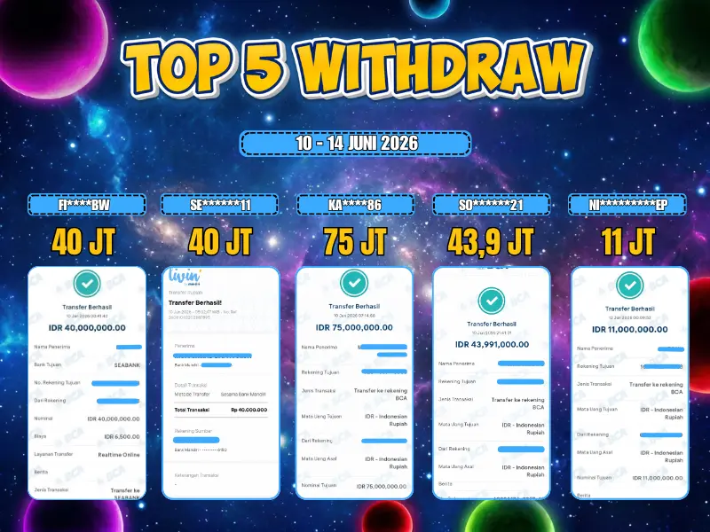 TOP 5 WD 10 JUNI - 14 JUNI 2026